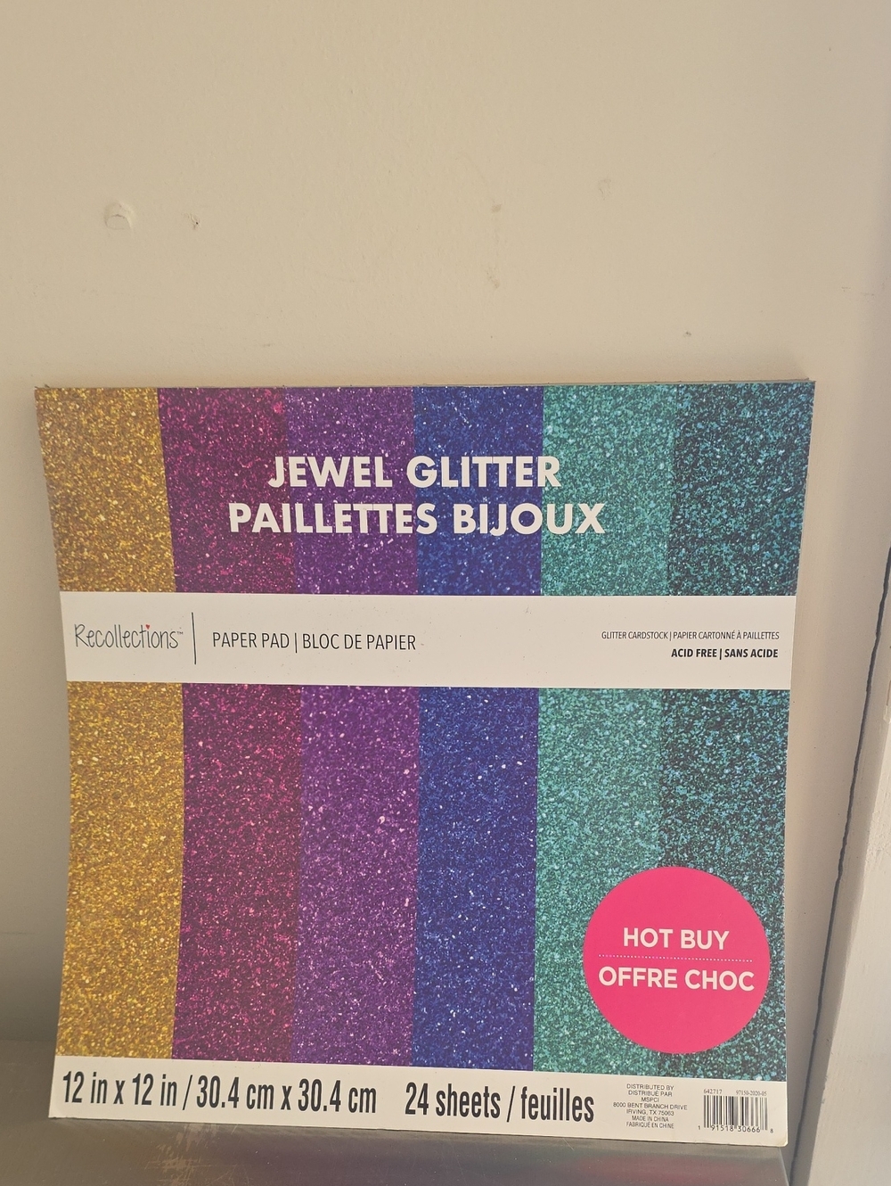 Recollections Jewel Glitter Paper Pad - Gold, Pink, Purple, Blue, Teal